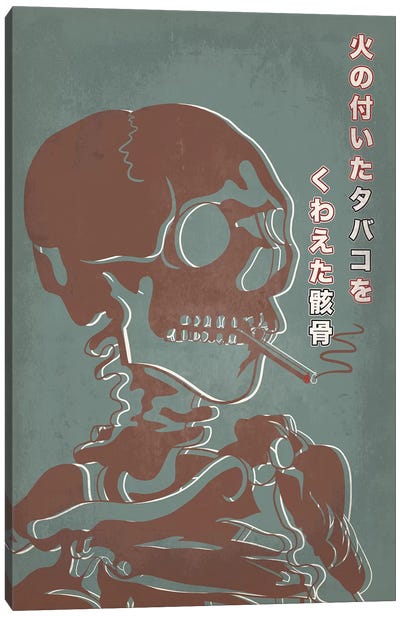 Japanese Retro Ad-Skeleton #2 Canvas Art Print - Tyrone
