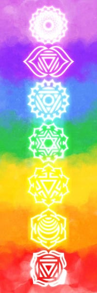 Panoramic Vertical: Neon Watercolor Chakras by 5by5collective