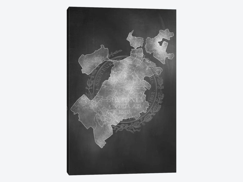 Boston Chalk Map by 5by5collective 1-piece Canvas Art Print