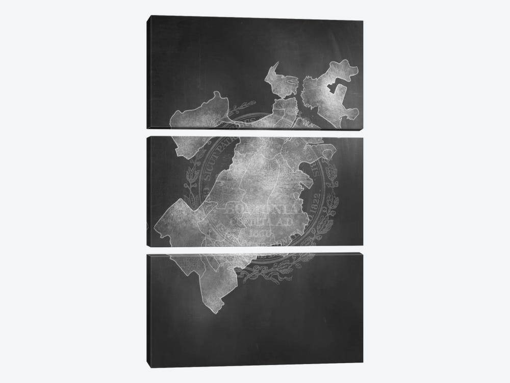 Boston Chalk Map by 5by5collective 3-piece Canvas Print