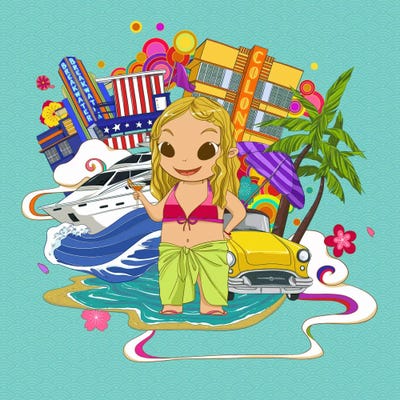 South Beach Neon Color by 5by5collective framed wall art