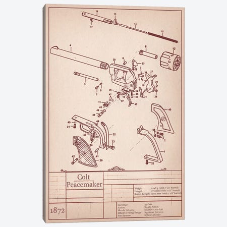 Colt Peacemaker Diagram Canvas Print #ICA928} by 5by5collective Art Print