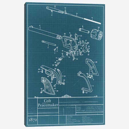 Colt Peacemaker Blueprint Diagram Canvas Print #ICA929} by Unknown Artist Art Print