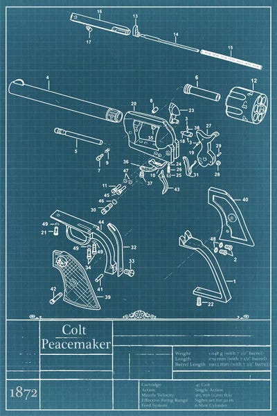Weapon Blueprints: Colt Peacemaker Blueprint Diagram by 5by5collective