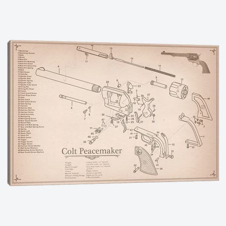Colt Peacemaker Diagram #2 Canvas Print #ICA930} by Unknown Artist Canvas Art