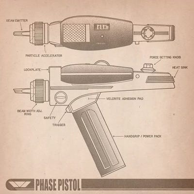 Phase Pistol Diagram by 5by5collective canvas print