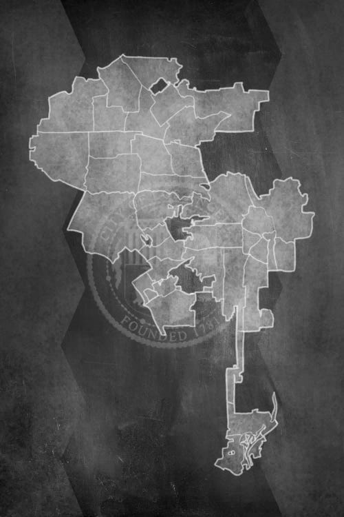 Los Angeles Chalk Map by 5by5collective canvas print