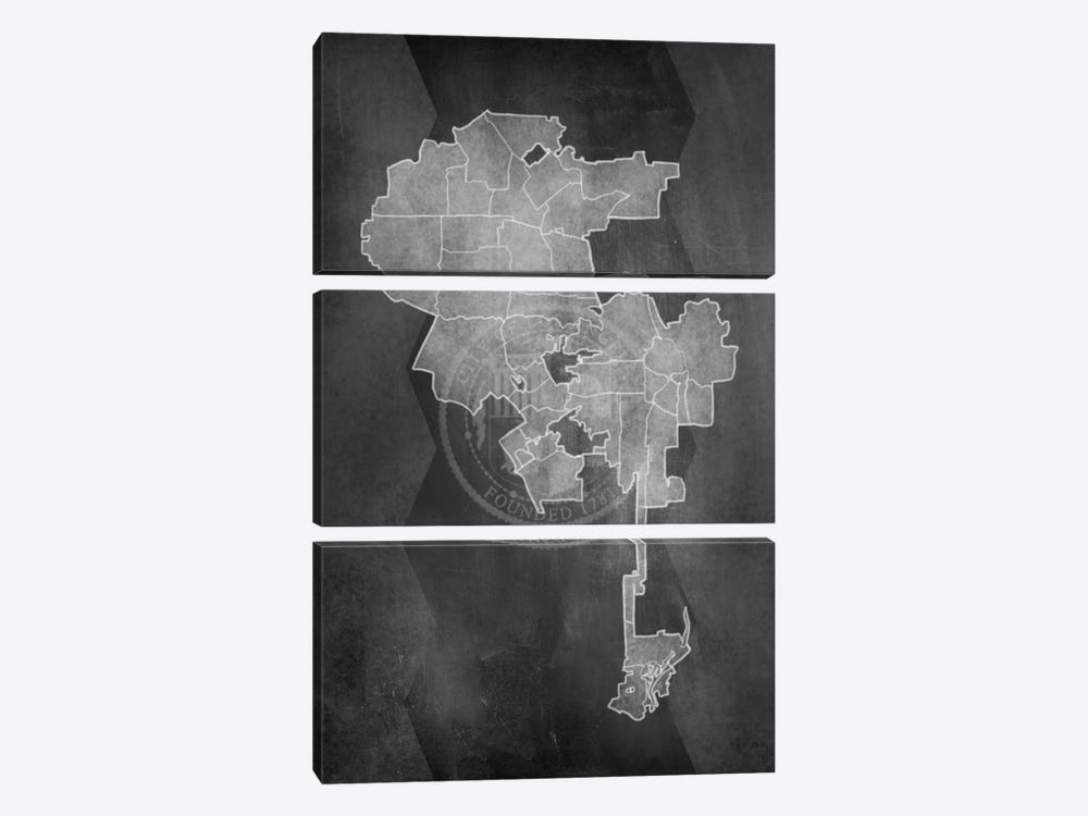 Los Angeles Chalk Map by 5by5collective 3-piece Canvas Print