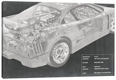Engine and Interior X-Ray Blueprint Canvas Art Print - Art of Manliness
