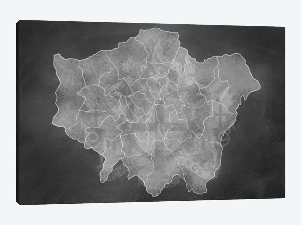 London Chalk Map by 5by5collective 1-piece Canvas Artwork