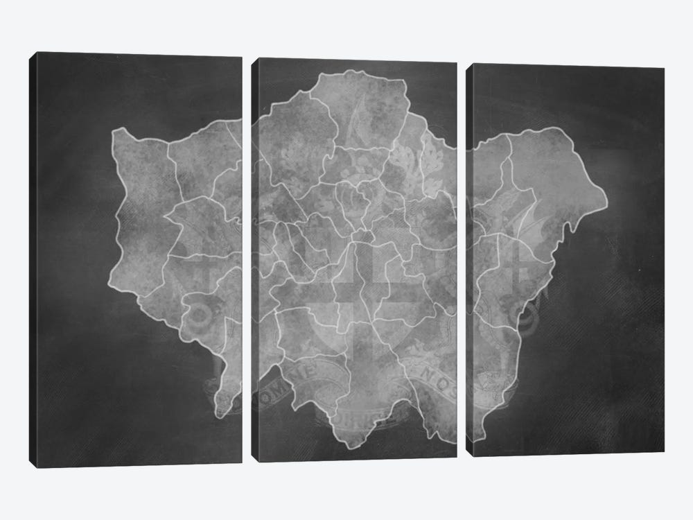 London Chalk Map by 5by5collective 3-piece Canvas Artwork