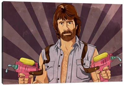 He's Packing Canvas Art Print - Chuck Norris