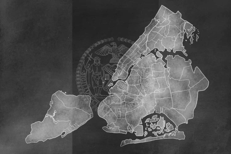 New York City Chalk Map by 5by5collective canvas print