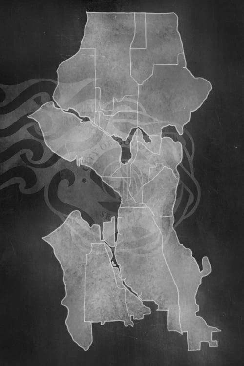 Seattle Chalk Map by 5by5collective canvas print