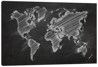 Chalky World Map Canvas Art Print - Industrial Office