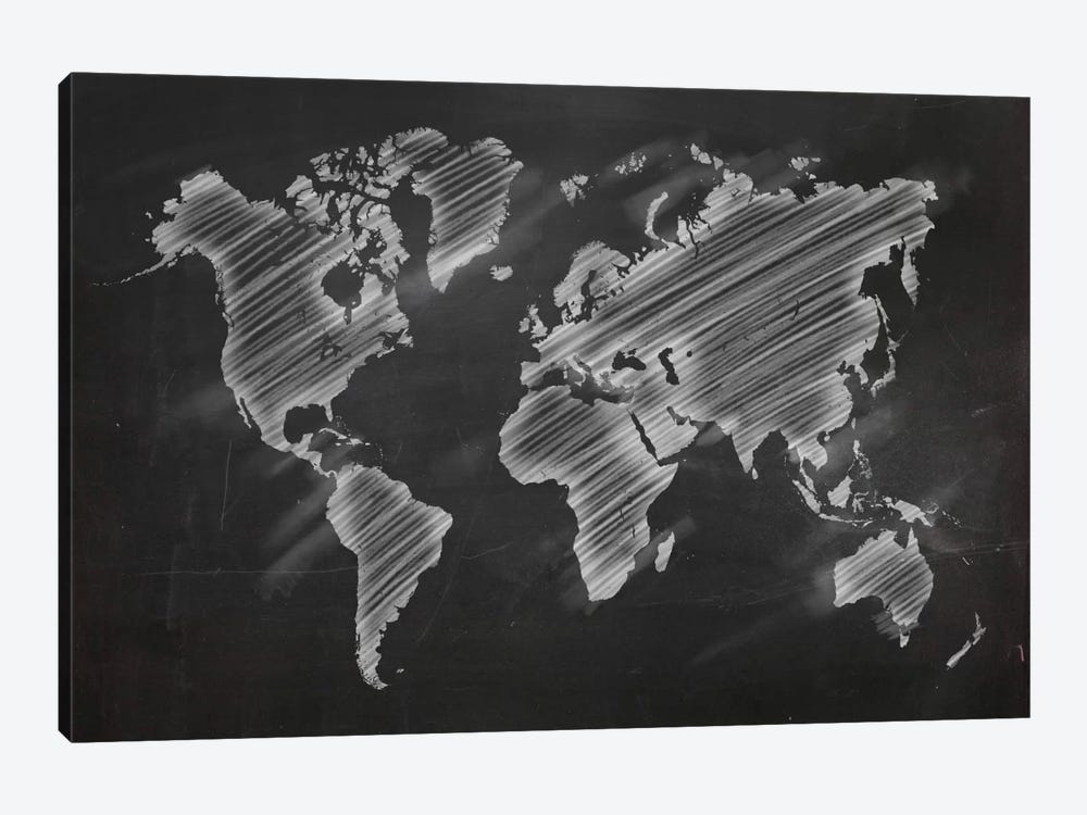Chalky World Map by 5by5collective 1-piece Canvas Art