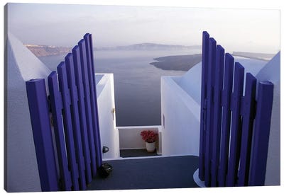Balcony View, Imerovigli, Santorini, Cyclades, Greece Canvas Art Print - Stairs & Staircases