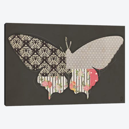 Papillon On Noir Canvas Print #ICR21} by imnotacrook Canvas Artwork