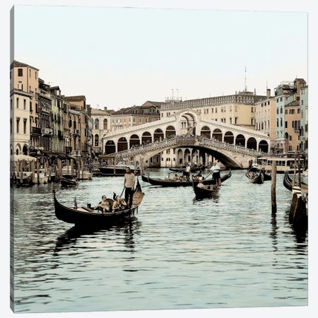 Ponte Rialto con Gondolas Canvas Print #ICS107} by Alan Blaustein Canvas Artwork