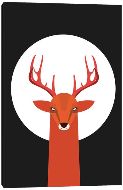 Deer & Moon Canvas Art Print - Hip Holiday