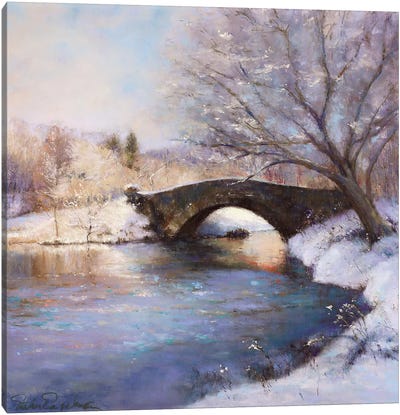Central Park Bridge Canvas Art Print - Snowscape Art