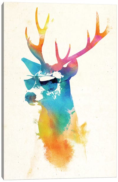 Sunny Stag Canvas Art Print - Colorful Art
