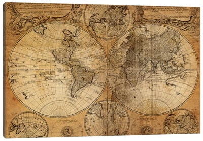 Vintage Map Canvas Art Print - World Map Art