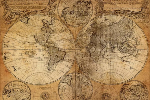 Large Map Art - Canvas Prints: Vintage Map by GraphINC Studio
