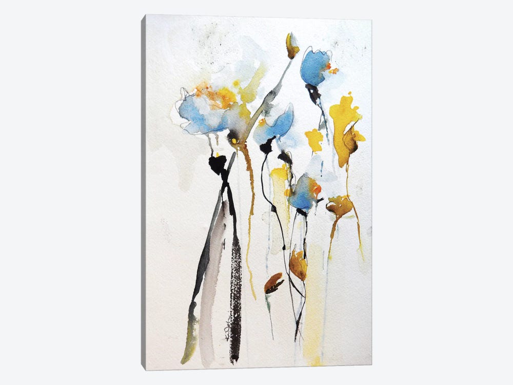 Blue Flowers II by Karin Johannesson 1-piece Canvas Wall Art