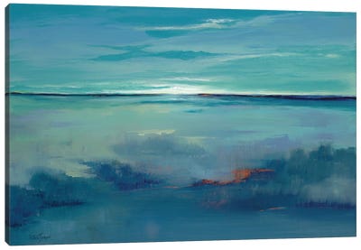Blue Ciel Canvas Art Print - Lake & Ocean Sunrise & Sunset Art
