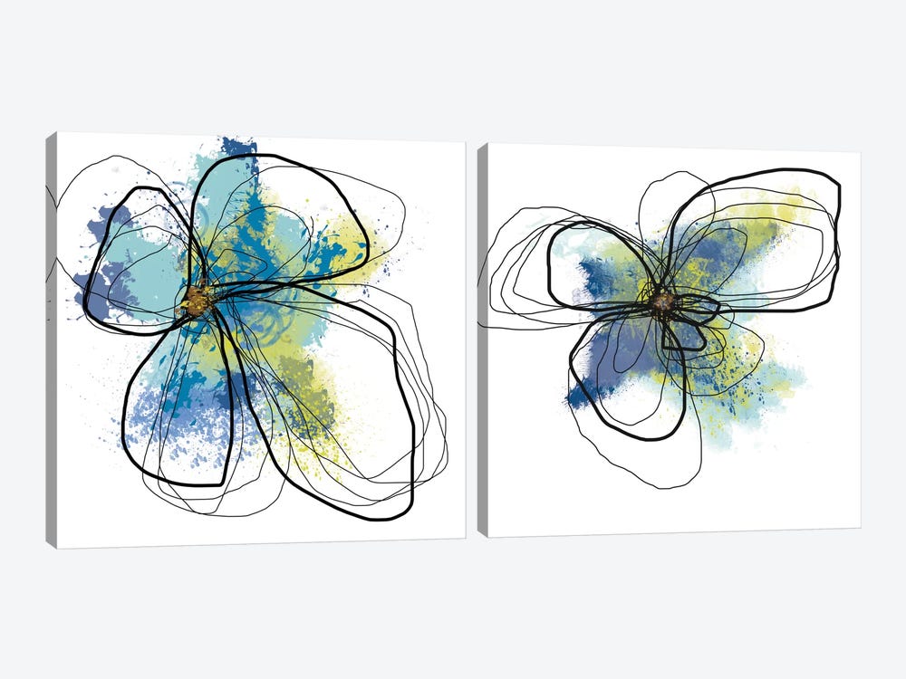 Azure Petals Diptych by Jan Weiss 2-piece Canvas Print