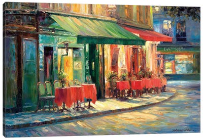 Red & Green Café Canvas Art Print - Restaurant & Diner Art