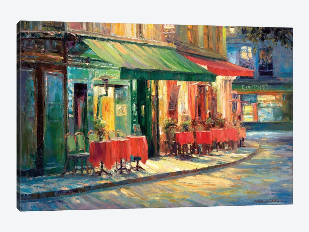 Red & Green Café by Haixia Liu 1-piece Canvas Art
