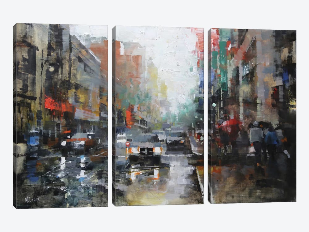Montreal Rain by Mark Lague 3-piece Canvas Art Print