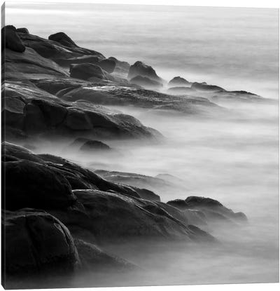 Rocks in Mist 1 Canvas Art Print - Mist & Fog Art