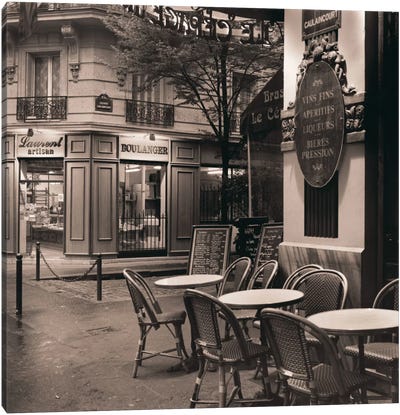 Café, Montmartre Canvas Art Print - Sepia Photography
