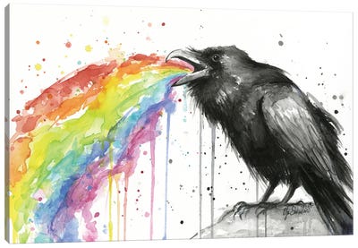 Raven Tastes The Rainbow Canvas Art Print - Olga Shvartsur