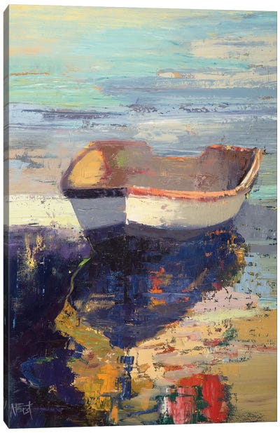 Blueglow Canvas Art Print - Rowboat Art