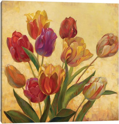 Tulip Bouquet Canvas Art Print - Home Staging Dining Room