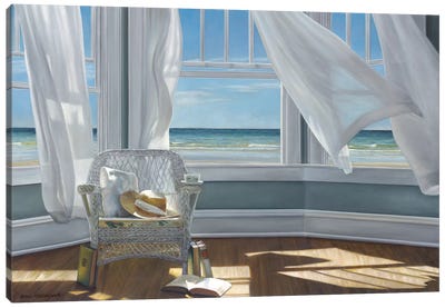 Gentle Reader Canvas Art Print - Coastal Living Room Art