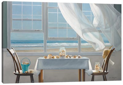 The Shell Collectors Canvas Art Print - Coastal Living Room Art