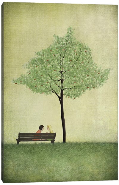 The Cherry Tree - Summer Canvas Art Print - Green Leaves 