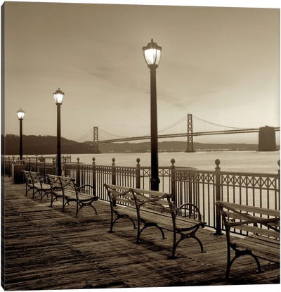 San Francisco Bay Bridge at Dusk Canvas Art Print - Alan Blaustein