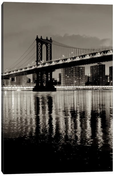 Manhattan Bridge At Night Canvas Art Print - Alan Blaustein