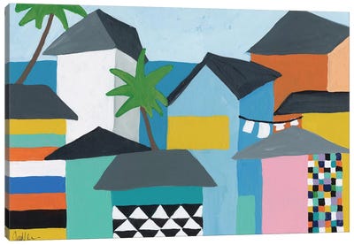Beachfront Property III Canvas Art Print - Caribbean Blue & Coral