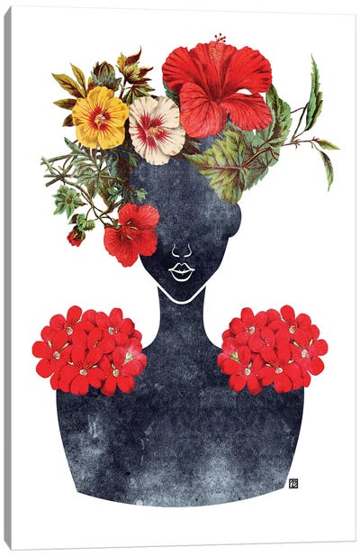 Flower Crown Silhouette I Canvas Art Print