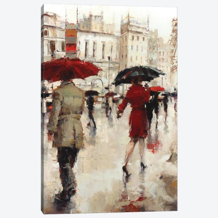 Parting On A Paris Street Canvas Print #ICS728} by Lorraine Christie Art Print