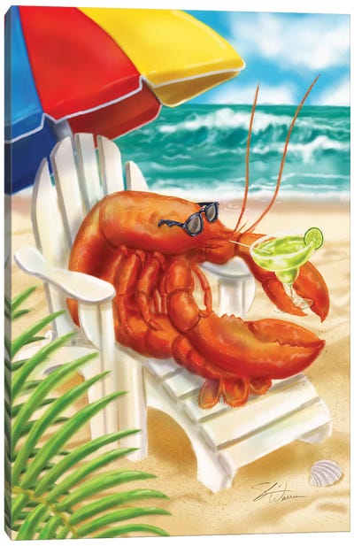 Beach Friends - Lobster Canvas Art Print - Kids Ocean Life Art