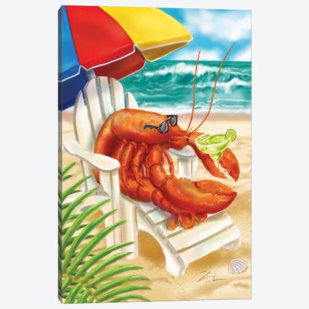 Beach Friends - Lobster Canvas Print #ICS800} by Shari Warren Canvas Wall Art
