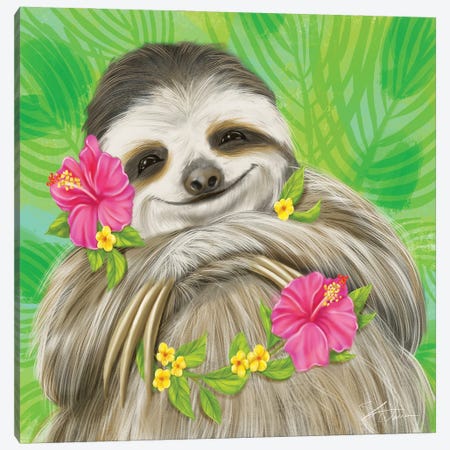 Smiling Sloth Canvas Print #ICS804} by Shari Warren Canvas Print